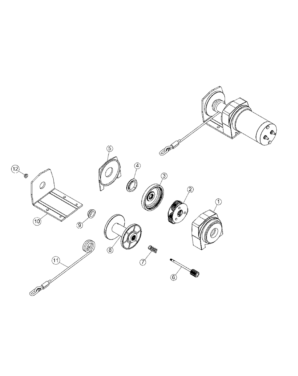 Winch Assembly (Be-106125) Diagram and Parts List for 19A40019 44Inch-100 Cub Cadet Lawn Tractor